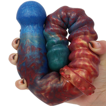 Color Double Head Dildo Fishbone Pattern Butt Plug For Women