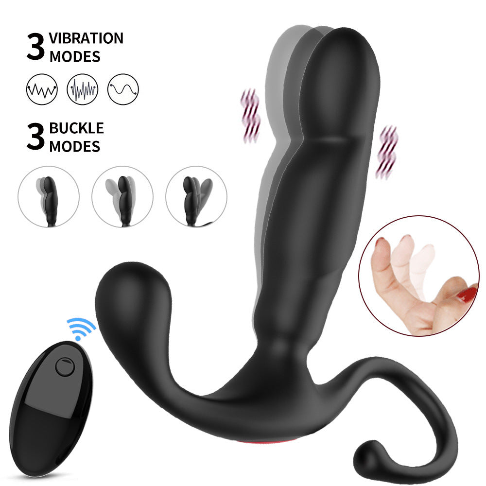 Rechargeable Black Warrior Button Vibration Massager Silicone Plug