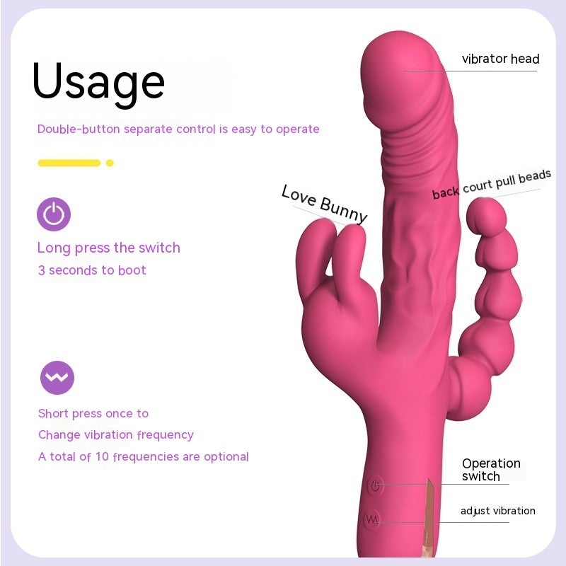 Three-in-one Massager Stimulation Vibration Silicone Toy