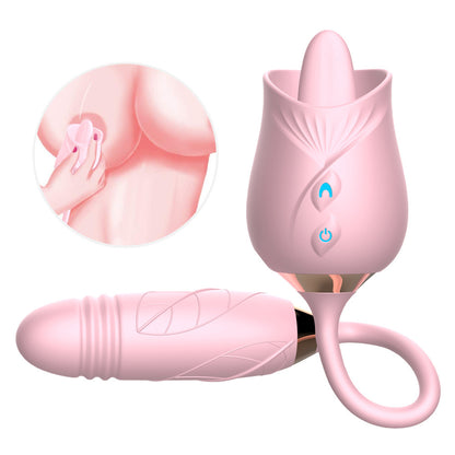 Women's Rose Flower Shape Vibration Telescopic Massage Tool