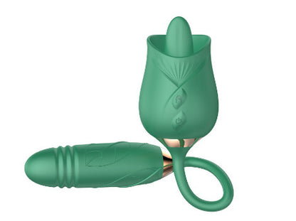 Women's Rose Flower Shape Vibration Telescopic Massage Tool