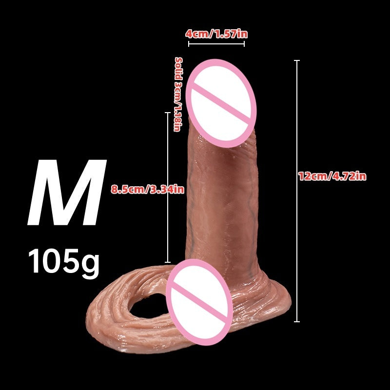 Wear Liquid Silicone Exotic Condom Penis Simulation Hollow Large And Medium Small Size Green Rib Vein Dildo